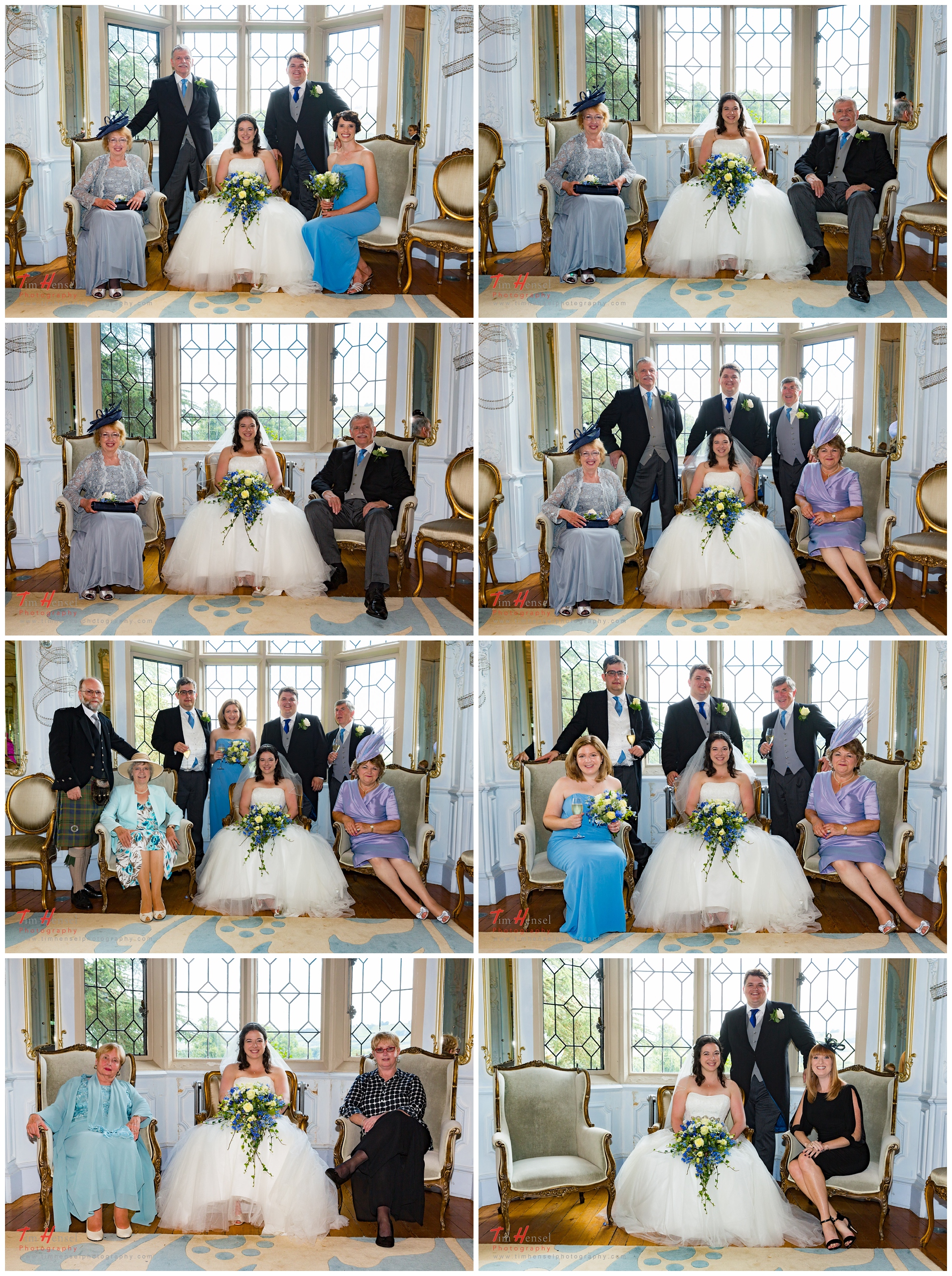 creative family group wedding photographs at thornbridge hall
