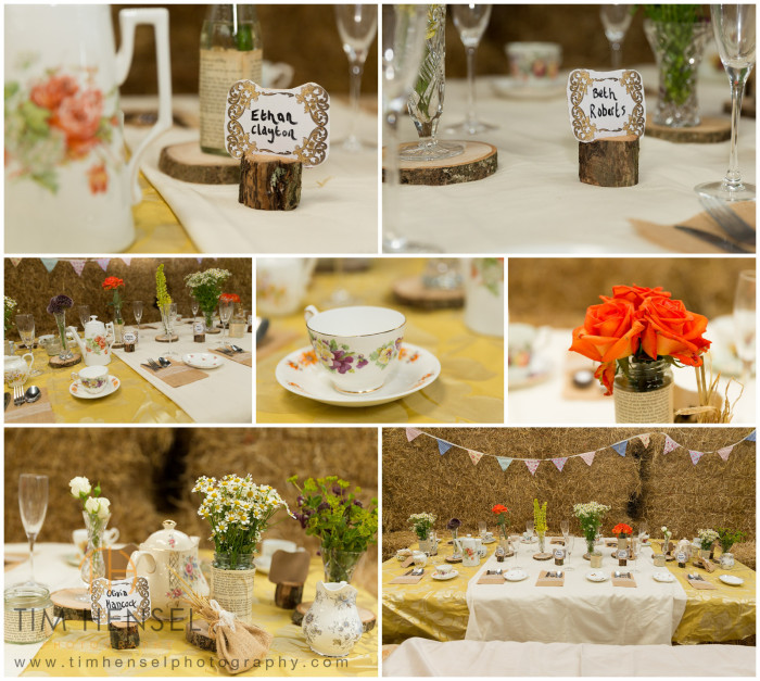 Details and place settings for rustic wedding photography in Derbyshire