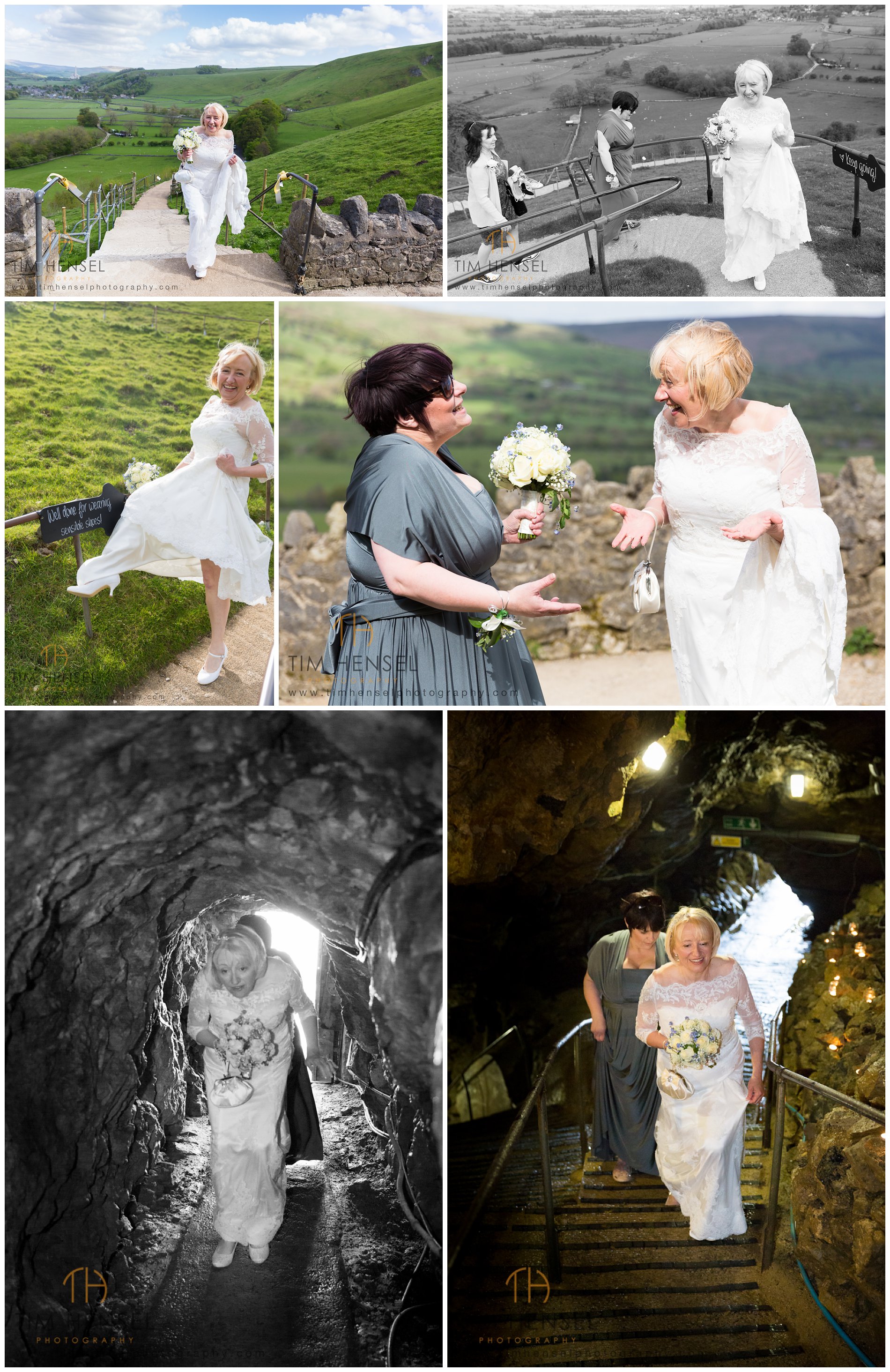 The Bride ascends the hill to her wedding in a Castleton Cavern