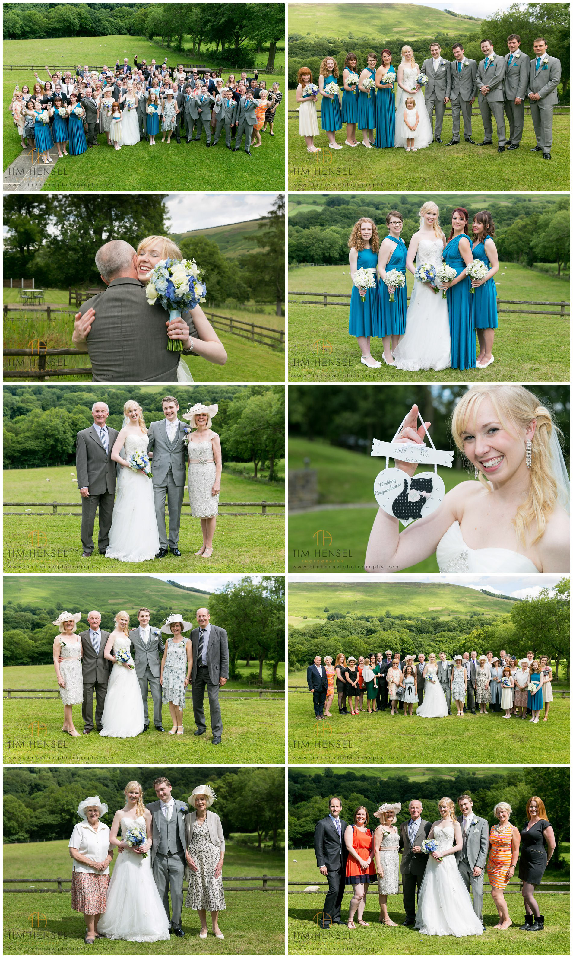 Group wedding photos at Losehill House in the Peak District